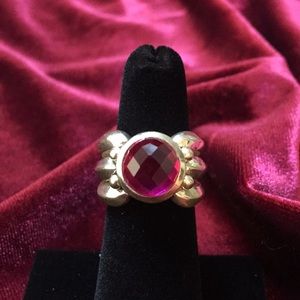 Silver ring with pink stone